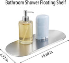 Stainless Steel Bathroom Floating Shelf, Wall Mounted Metal Shelf 19.6 Inch, Modern Minimalist Narrow Storage Shelf for Bathroom, Brushed Silver, Rust Resistant