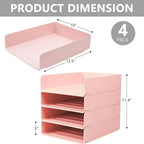Tiawudi Desk Organizer, Office Organization and Storage, Plastic Letter Tray, Stackable File Organizer for Classroom, Home, Documents, Notes, Folders, Books and Pens, 4 Tier