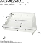 White Under Desk Mounted Sliding Drawer with 60 Degree Tilt Panel to pull out, 15'' long & 9'' deep Large Storage Organizer for Sit Stand Workstation