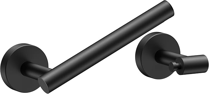 FORIOUS Toilet Paper Holder Wall Mount, Stainless Steel Rustproof Double Post Pivoting Tissue Roll Holder for Bathroom, Commercial Toilet Paper Dispenser, Matte Black