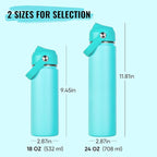24oz Insulated Stainless Steel Water Bottle, Wide Mouth Double Wall Vacuum, Silicone Straw, Sweat & Leak Proof, BPA Free Insulated Water Flask for Travel, Keep Cold 24h Hot 12h, Sky