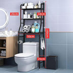 3 Tier Bathroom Over Toilet Organizer Rack, Over The Toilet Storage Rack, Space Saver Wrought Iron Bathroom Shelves, Freestanding Bathrooms Shelves for Restroom Laundry Balcony, Black