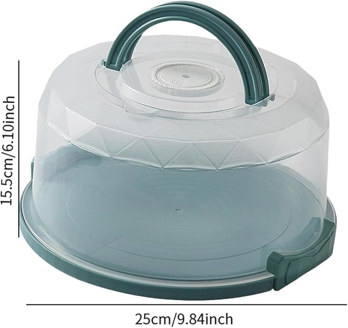 Pie Cake Carrier Cake Keeper Round Multiuse Muffins Cake Carrier with Lid for Dishes Vegetables Picnic Desserts Fruits (Green)