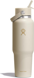 Hydro Flask Travel Water Bottle - Insulated Stainless Steel - Wide Straw Lid, Non Spill, Leakproof in 40 Oz Coconut Cream