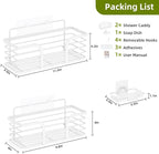 Yougai Shower Caddy, Shower Organizer with Soap Holder and Hooks, Rustproof Shower Shelves, No Drilling Bathroom Organizers and Storage, Wall-Mounted Kitchen & Home Decor (White)
