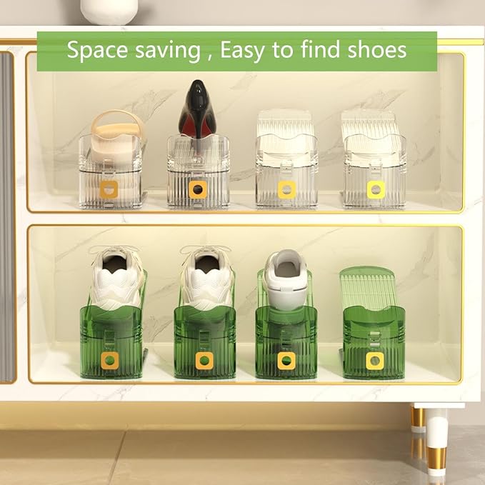 CiBiZi Clear Shoe Slots Organizers 10Pack Shoe Stacker Organizer for Closet Shoe Stackers for a Pair of Shoes Shoe Display Shelf Shoe Rack Holders Space Saver Organizador de Zapatos (Clear)