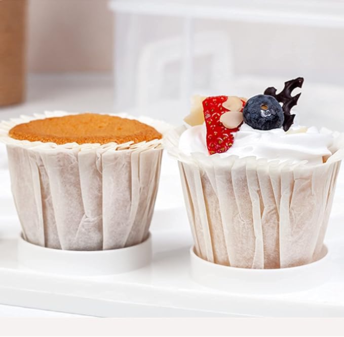 FEOOWV 3 Tier Cupcake Carrier with Lid,Holds 36 Cupcakes or 3 Large Cakes Food Transporter Container with 3 Tier Stackable Layer Insert