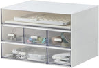 Desk Organizer with 6 Drawers, Makeup Organizer, Plastic Cosmetic Organizer, Bathroom Organization Boxes, Desktop Storage Box(White)