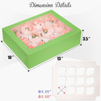 Bakepacker 12 Cupcake Containers 10-Packs Avocado Cupcake Box Cupcakes Carrier, 12 Cupcake Boxes with Window 13"x10"x3.5"（Auto-pop up）