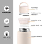 Thermo for Hot & Cold Food, 25oz Insulated Food Jar with Handle Spoon, Thermal Lunch Container, 316 Stainless Steel Lunch Box for Men Women, Keeps food Hot for 12 Hours or Cold for 24 Hours(White)