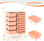 Giantex 15 Drawers Rolling Cart, Classroom Organizers, Storage Cart with Wheels, for Teacher Office Home School Supplies Tool Craft Art Paper