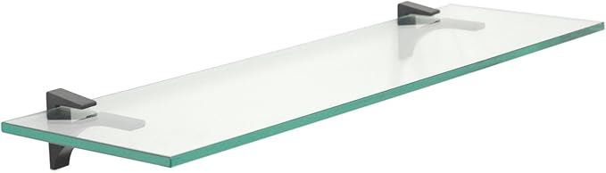 Clear Floating Glass Shelf 10" X 27" in Black