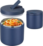 19oz Insulated Vacuum Food Jar with Buckle Lid Wide Mouth Soup Thermo for Hot Food Kids Leakproof Stainless Steel Lunch Container- Blue