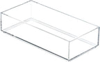 IDesign Decorative Countertop Vanity Tray Organizer for Bathroom, Bedroom, Closet, Entryway, The Clarity Collection – 4” x 8” x 2”, Clear, Small