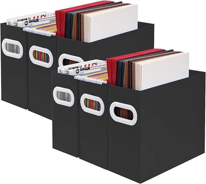 Hanging File Organizer, Cardboard File Folder Organizer for Letter Size, Desk Documents Storage Box, Portable File Folder Holder Boxes for Office, Home, School, Only Box.(6 Packs)