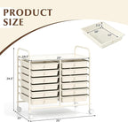 GOFLAME 12-Drawer Rolling Storage Cart, Multifunctional Art Craft Organizer Cart, Mobile Utility Storage Cart with Removable Drawers & Lockable Wheels, Craft Cart for Home Office School, White