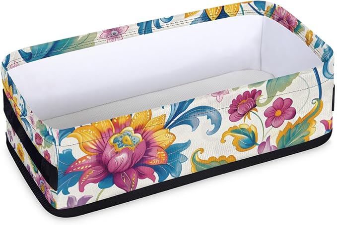 Small Bathroom Baskets for Toilet,Foldable Toilet Paper Tank Basket Organizer for Towels Storage Decorative Open Storage Bins for Home,Closet,Containers,Cabinet（Beautiful Flower ）