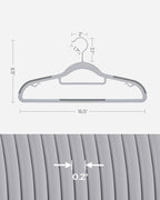 SONGMICS Pack of 50 Coat Hangers, Space-Saving Plastic Clothes Hangers, Non-Slip, 0.2 Inches Slim, 16.5 Inches Wide, 360° Swivel Silver Hook, Light Gray and Dark Gray UCRP20G50