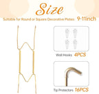 Bilillo 4 Pack Plate Hangers for the Wall, Suitable for 9-11 inch Art Plate, Stainless Steel Invisible Heavy Duty Wire Plate Holder with Wall Hooks, Plate Hangers for Displaying Plates