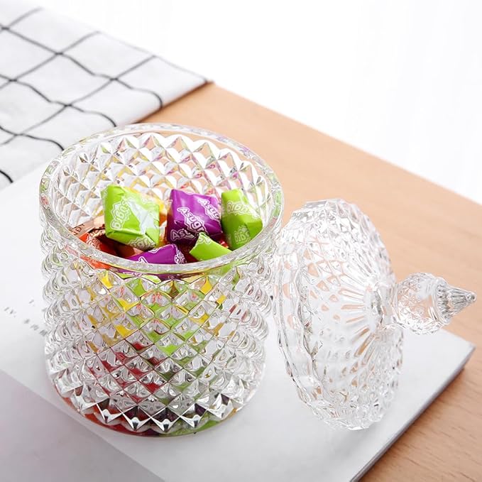 Glass Jar With Lid,Qtip Holder,Sugar Bowl,Candy Cookie Jars,Jewelry Box,Decorative Jar,Candle Cup(Clear)