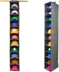 Perfect Curve 11-Pocket Hanging Baseball Hat Organizer - Gray Hat Storage Rack for Closet, Holds Up to 100 Caps. Also store shoes or sneakers or towels. Multiple uses.