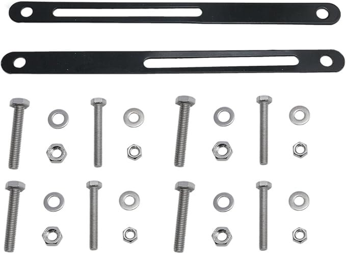 Bicycle Basket Mounting Bracket with Screws and Nuts, Black, Metal, 20cm x 15mm x 2mm, 5 kg Load Capacity, Rack Mounting Type, 2PCS
