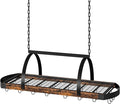 Hanging Pot Rack, Pot Hanger for Kitchen, Ceiling Mounted Pot Holder, Cookware Organizer with 24 S-Shaped Hooks, for Pot, Pan Storage, Space-Saving, Rustic Brown and Black TPR28BF