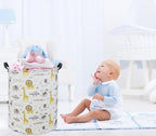 Animal Baby Laundry Basket Baby Hamper Kids Hamper Basket Toy Storage Bin for Boys Room Decor Baby Nursery Hamper Gift Baskets for Bedroom Bathroom(Grey Animal)