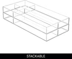 iDesign Clarity Plastic Divided Drawer Organizer, Storage Container for Vanity, Bathroom, Kitchen Drawers, 8" x 16" x 2", Clear,40850