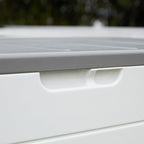 110 Gallon Pro Resin Deck Box, Waterproof Outdoor Storage Bin for Patio Furniture, Pool Accessories, and Garden Tools, Lockable & UV-Resistant, White