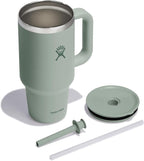 Hydro Flask Travel Tumbler with Handle, Lid and Straw - Insulated Stainless Steel in 32 Oz Tonal Agave Green