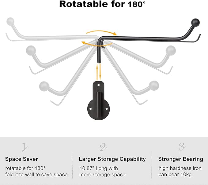 Mkono Wall Mounted Drying Rack Laundry Clothes Hanger with Swing Arm Space Saving Metal Hanging Valet Rod for Laundry Closet Organizer Bathroom Bedroom, 1 Pack, Black