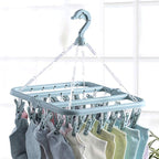 Clip and Drip Hanger Clothes Hanger Drying Rack 32 Clips (Light Blue)