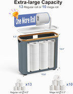 Toilet Paper Storage Basket Holder Holds 9-12 +1 Rolls Elegant Multi-Functional Bathroom Toilet Paper Holder Stand Storage Organizer Waterproof with Tray Hold Phone Wet Wipes Gray