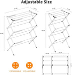 3 Tier Clothes Drying Rack, Foldable Drying Rack Clothing,Indoor & Outdoor Laundry Rack for Drying Clothes,Space-Saving Design, Metal Collapsible Dryer Racks for Laundry-White+Black