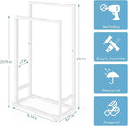 Towel Rack, 2 Tier Stainless Steel Towel Racks Stand for Bathroom, Hand Towel Drying Rack Holder, Towel Bar Stand Blanket Rack, White