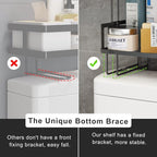 Over The Toilet Storage Shelf, 2-Tier Bathroom Storage Organizer Upgrade Punch-Free Toliet Storage Shelf, Home Storage Rack with Hooks Shelf,Black