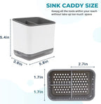 KeFanta Sink Counter Caddy, Plastic Dish Sponge Holder, Kitchen Brush and Scrubber Organizer with Drain Tray, White