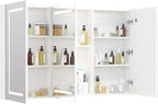 Large Medicine Cabinet, LED Lighted Medicine Cabinets with 3 Doors,Wall Mounted Bathroom Mirror with Storage,47inch,Defogger, Dimmable,Led Medicine Cabinet Mirror for Bathroom,47.2x 5.1x 30 In