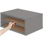 Ballucci File Organizer, 2-Tier Document Paper Sorter, Stackable Wood Desk Organizer Mail Holder, Monitor Stand with Storage Shelves, Gray