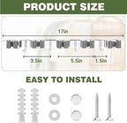 Broom Holder Wall Mount, Broom Organizer Wall Mount Stainless Steel Broom and Mop Hanger Heavy Duty Storage Organization for Home Kitchen Garden Garage Room 5 Racks 4 Hooks (1Pack)(Black Racks)