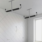 PRETYZOOM Garage Ceiling Mounted Storage Rack Silver Metal Rod Holder Bicycle Hook Overhead Organizer for Garage and Workshop