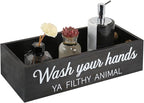 Bathroom Decor Box, Toilet Paper Basket 2 Sides Signs Farmhouse Bathroom Toilet Basket Tank Topper Rustic Farmhouse Home Decor for Livingroom Kitchen（One Black Box）