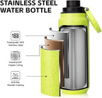GREYLOCK 24 oz Insulated Water Bottle with Straw Lid, Leakproof Reusable Stainless Steel Vacuum Flask, 24hr Cold & Hot, Carry Handle & Silicone Spout, BPA-Free for Gym, Hiking, Travel,Green