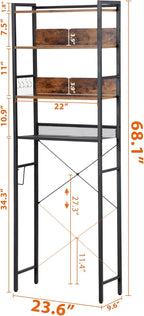 SUPER DEAL Over The Toilet Storage Shelf, 4-Tier Bathroom Organizer Space Saver Rack Wood Shelf, Rustic Brown