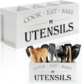 Kitchen Utensil Holder For Countertop With 4 Compartments - Kitchen Organizer Countertop, Extra Large Utensil Holder, Cooking Utensils Holder - White