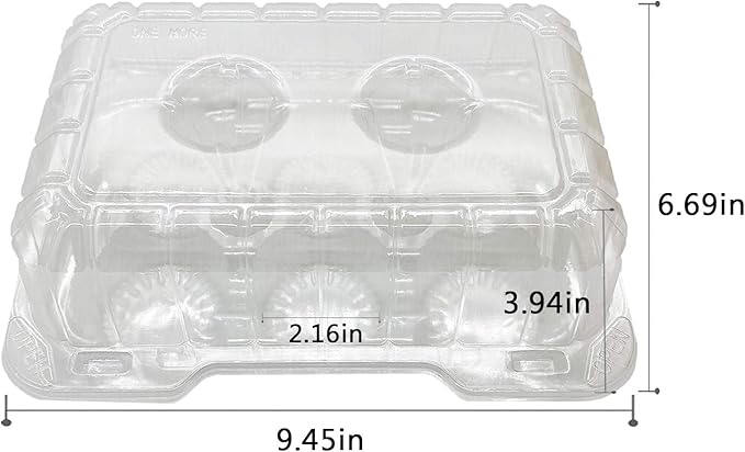 Clear Cupcake Containers,12pc Plastic Disposable High Dome Cupcake Boxes 6 Compartment Cupcake Holders Cupcake Containers Half Dozen Cupcake Trays ReliableCup Cake Muffin Packaging Transporter