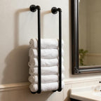 Towel Racks for Bathroom Wall Mounted 36 Inch,Industrial Pipe Storage Organizer Towel Holder(Black)