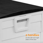 VINGLI 75 Gallon Outdoor Storage Box, Lockable Plastic Storage Containers with Lid, Patio Deck Box Furniture for Garden, Pool, Balcony, Yard (White)