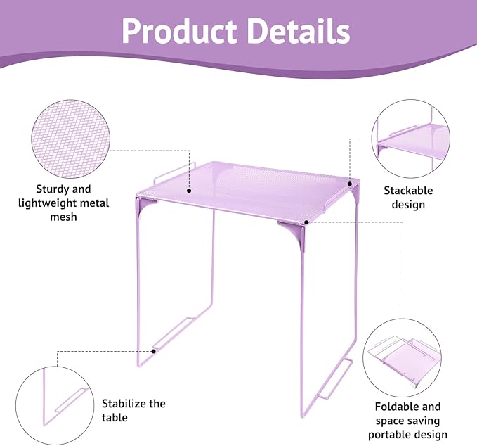 Locker Organizer Shelf Stackable Extra Locker Shelf for School Locker Organizer Storage Cabinet Accessories Suitable for School, Office, and Home use (1, Purple)